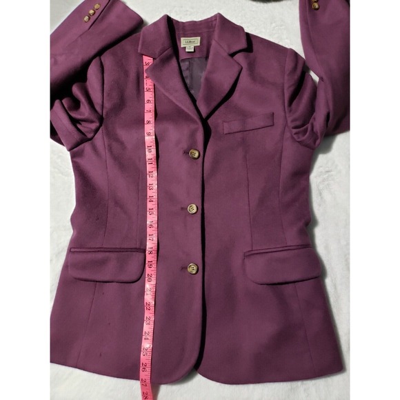 Vintage LL Bean Blazer Women's Size 8P Purple Wool Cashmere Blend Pockets Lined - Picture 5 of 14